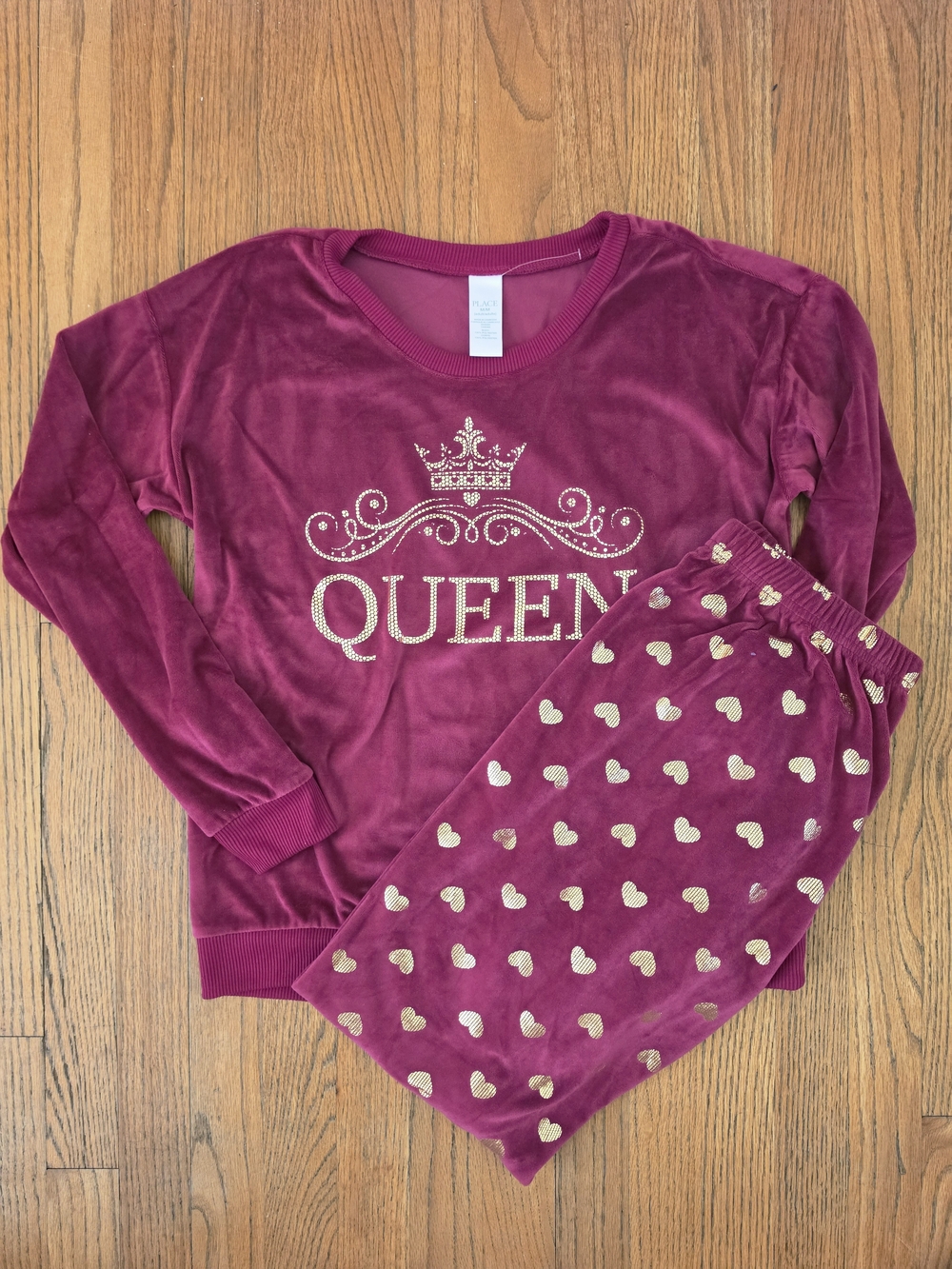 Place Burgundy 2 Pc Queen Crewneck Sweatshirt And Pants Lounge Set Size M